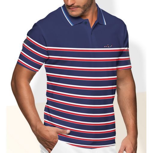 Рубашка поло мужская с коротким (Темно синий/Красный) Пол шарк